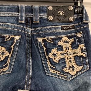 Miss Me Bootcut Jeans with Rhinestone Cross Pockets Size 25x37